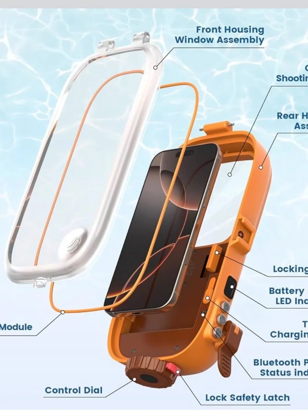Waterproof Protective Camera Housing Case - Orange NWT